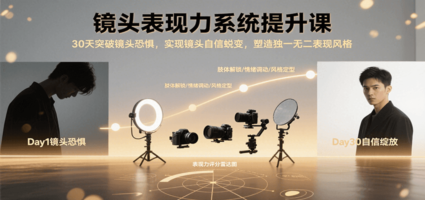 镜头表现力系统提升课，30天突破镜头恐惧实现自信蜕变，塑造独一无二表现风格-焱冰网创资源库