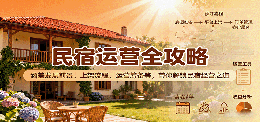 民宿运营全攻略:涵盖发展前景、上架流程、运营筹备等,带你解锁民宿经营之道-焱冰网创资源库