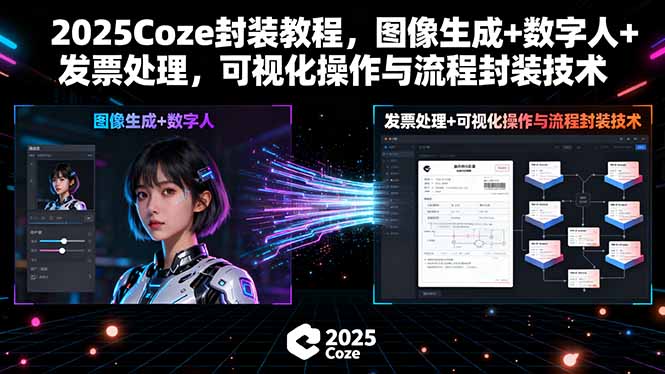 2025Coze封装教程,图像生成+数字人+发票处理,可视化操作与流程封装技术-焱冰网创资源库
