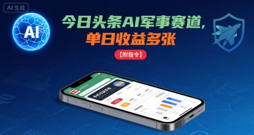 今日头条AI军事赛道,单日收益多张 ,手机可做【附指令】-焱冰网创资源库