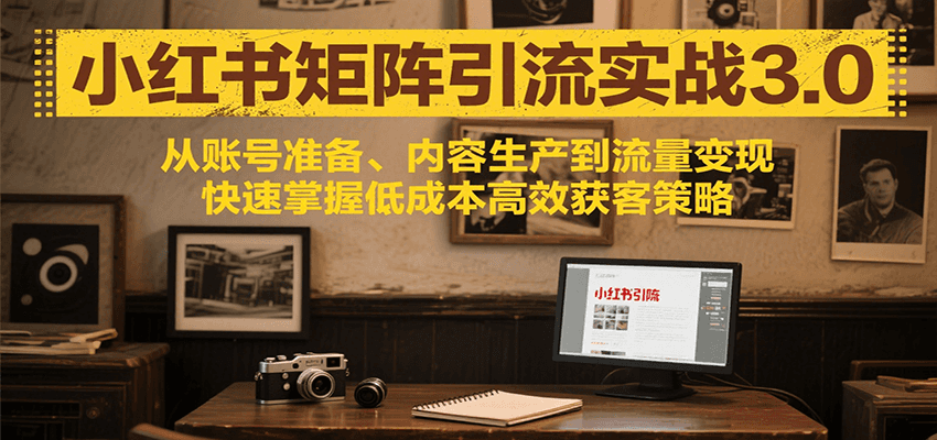 小红书矩阵引流3.0，从账号准备、内容生产到流量变现，快速掌握低成本高效获客策略-焱冰网创资源库