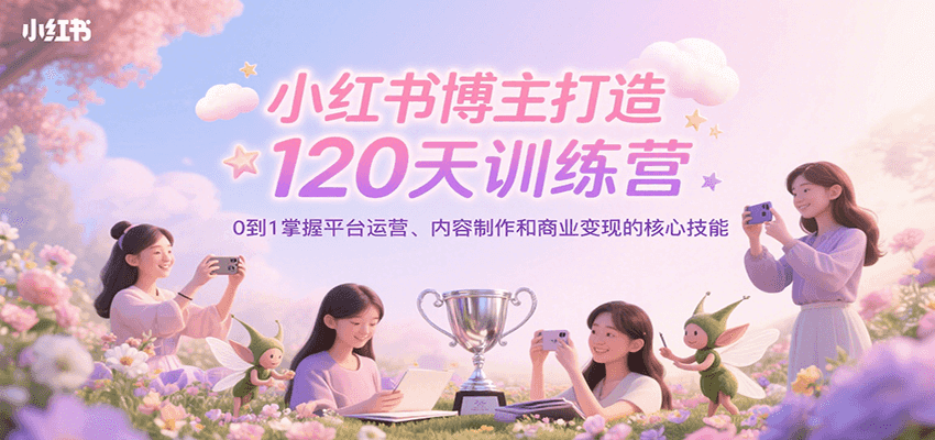 小红书博主打造120天训练营,0到1掌握平台运营、内容制作和商业变现-焱冰网创资源库