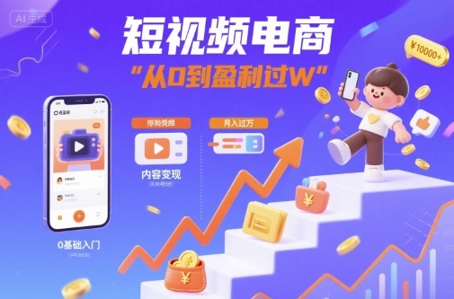 短视频电商:短视频变现从0到盈利过W-焱冰网创资源库
