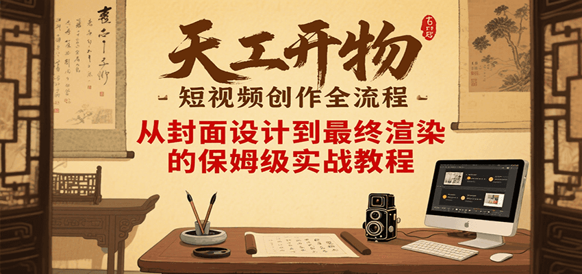 天工开物短视频创作全流程，从封面设计到最终渲染的保姆级实战教程-焱冰网创资源库