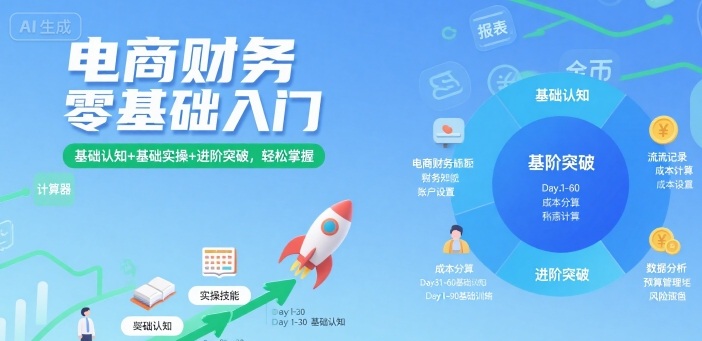 电商财务零基础入门，基础认知+基础实操+进阶突破，轻松掌握-焱冰网创资源库