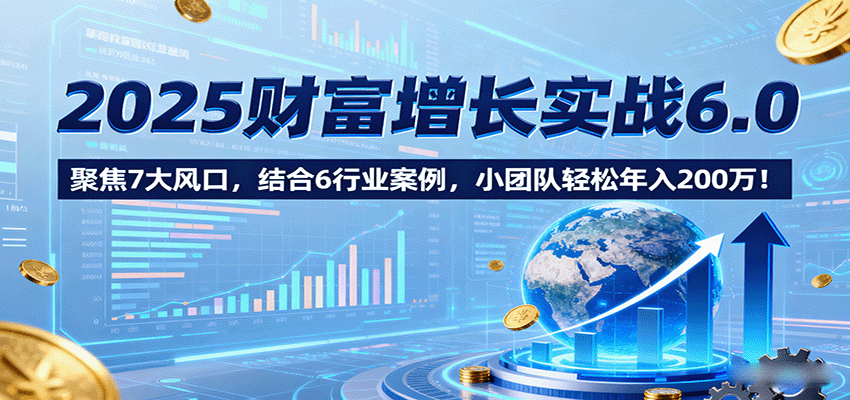 2025财富增长实战6.0，聚焦7大风口，结合6行业案例，小团队轻松年入200万！-焱冰网创资源库