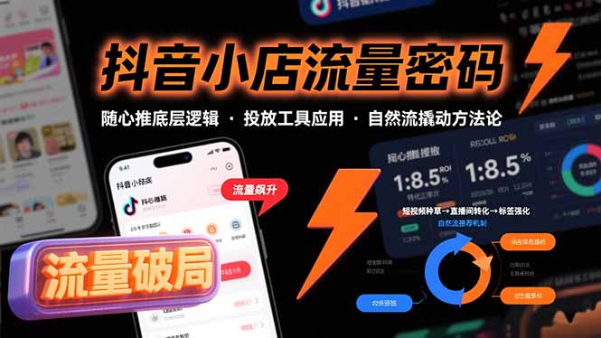 抖音小店流量密码，随心推底层逻辑，投放工具应用，自然流撬动核心方法论-焱冰网创资源库