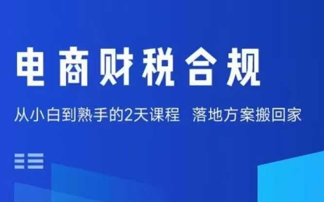 电商财税合规线下课,适合老板+财务,教你规避涉税风险,实现低成本合规经营-焱冰网创资源库