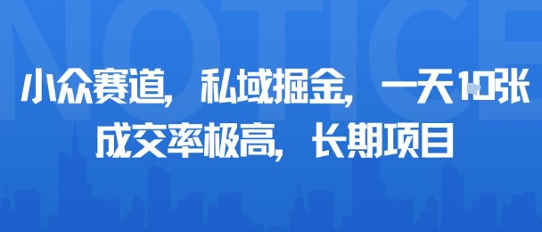 小众赛道,私域掘金,一天多张,成交率极高,长期项目-焱冰网创资源库
