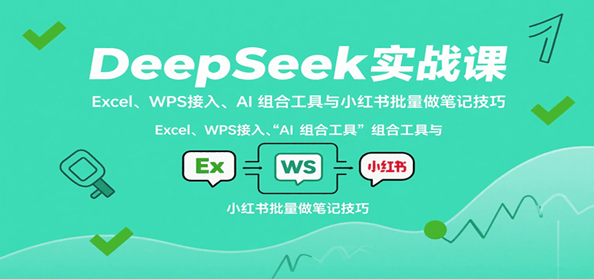 DeepSeek实战课：Excel、WPS接入、AI 组合工具与小红书批量做笔记技巧-焱冰网创资源库