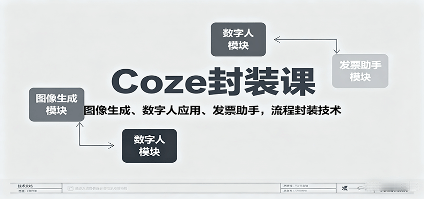 Coze封装课，图像生成、数字人应用、发票助手，流程封装技术-焱冰网创资源库