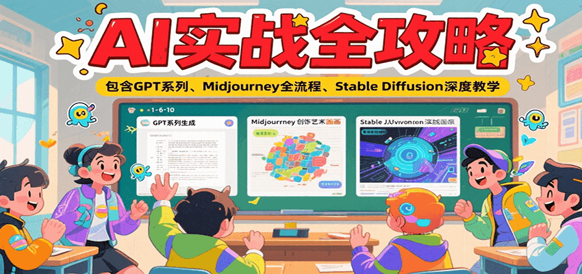 AI实战全攻略，包含GPT系列、Midjourney全流程、Stable Diffusion深度教学-焱冰网创资源库