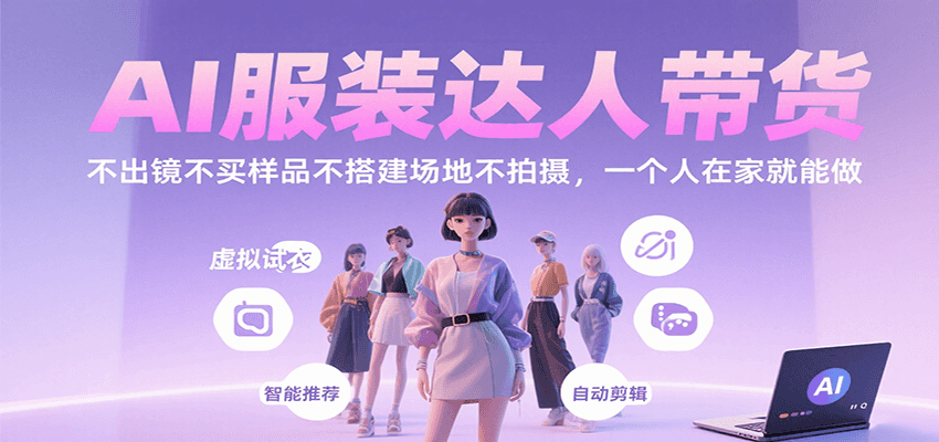 AI服装达人带货，不出镜不买样品不搭建场地不拍摄，一个人在家就能做-焱冰网创资源库