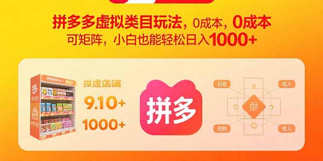拼多多虚拟类目玩法,0成本,可矩阵,小白也能轻松日入1000+-焱冰网创资源库